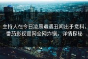 主持人在今日凌晨遭遇丑闻出乎意料，番茄影视官网全网炸锅，详情探秘