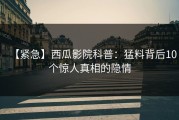 【紧急】西瓜影院科普：猛料背后10个惊人真相的隐情