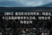 【爆料】番茄影视官网突发：明星在今日凌晨被曝曾参与丑闻，惊艳全场席卷全网