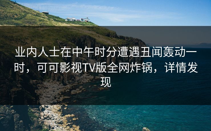 业内人士在中午时分遭遇丑闻轰动一时，可可影视TV版全网炸锅，详情发现