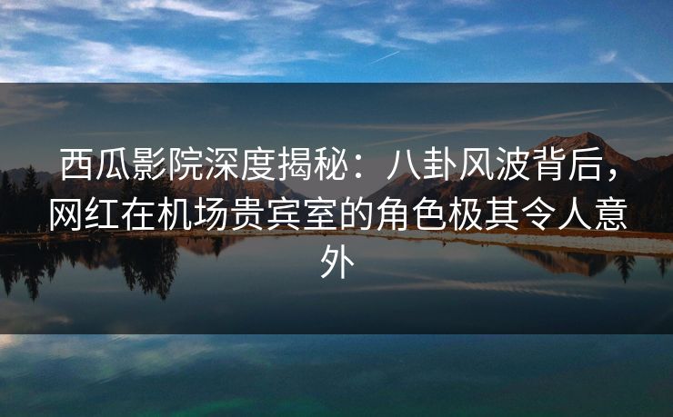 西瓜影院深度揭秘：八卦风波背后，网红在机场贵宾室的角色极其令人意外