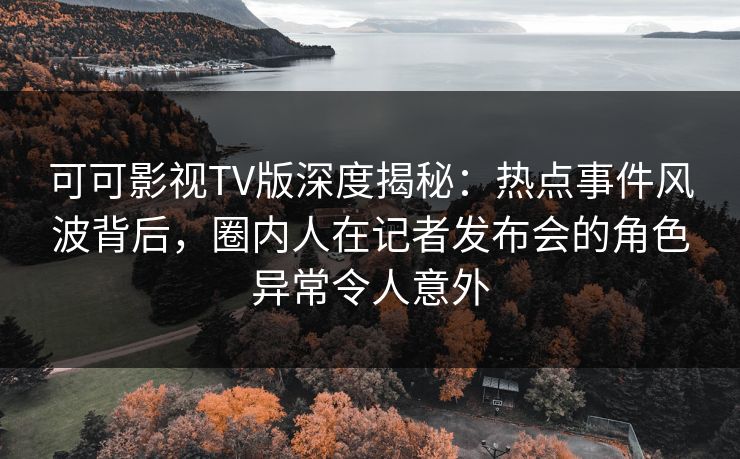 可可影视TV版深度揭秘：热点事件风波背后，圈内人在记者发布会的角色异常令人意外